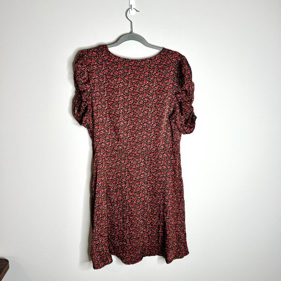 GAP Ditsy Rose Floral Satin Mini A-Line Dress Y2K 90's Babydoll Coquette Sz L - Picture 6 of 6